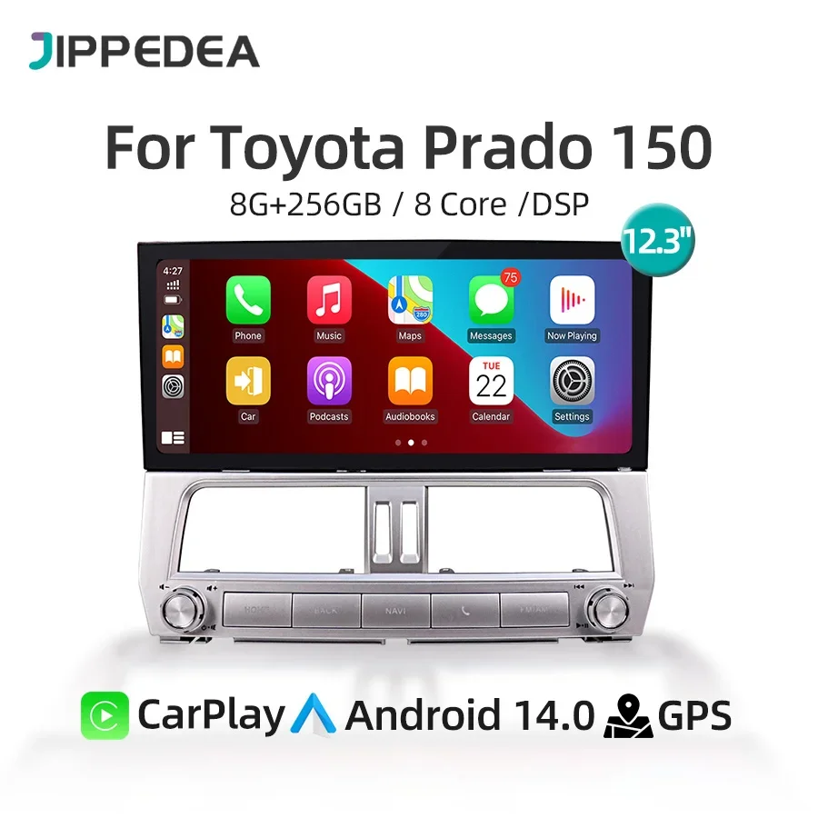 Android 14 Car Multimedia Player CarPlay GPS Navigation 4G WiFi Bluetooth Car Radio For Toyota Land Cruiser Prado 150 2018-2022