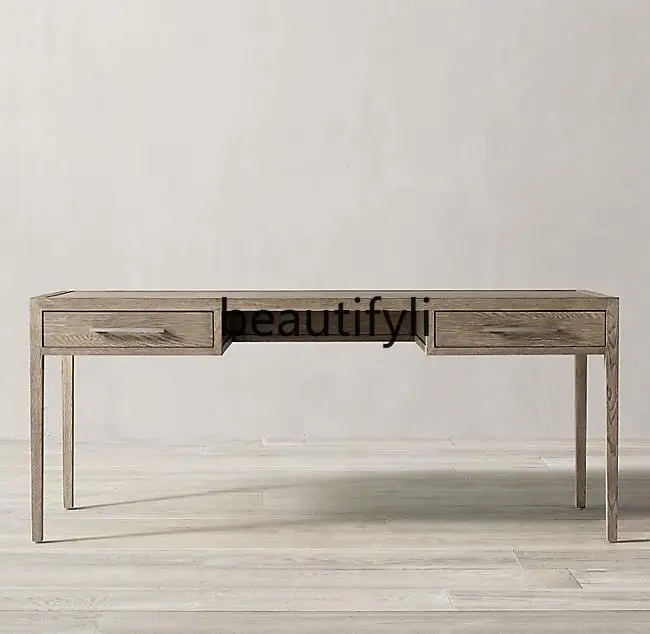 

Vintage Desk Makeup Integrated Computer Desk Small Apartment Office Solid Wood Writing Study Desk