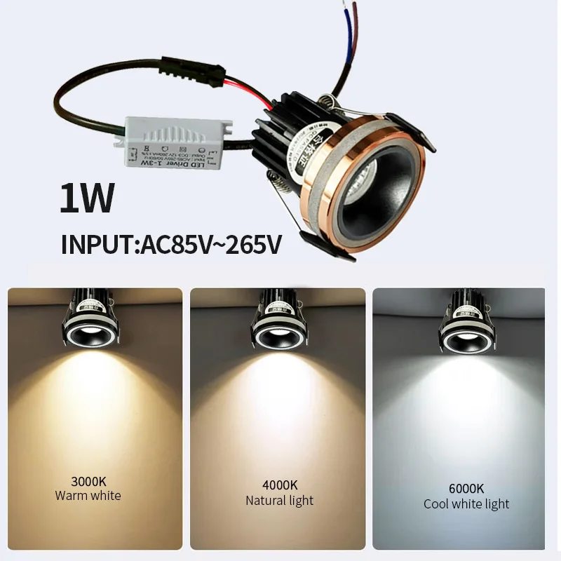 【otwór 35 mm】 wpuszczany mini reflektor 1 w 3 w lampa sufitowa LED 110 V 220 V wbudowany mały downlight wewnętrzny z zestawem sterowników