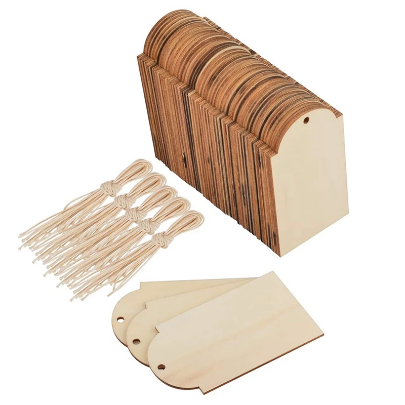 

50Pcs Unfinished Wood Tags Craft Labels For Home DIY Craft Supplies Gift Wedding Decorations