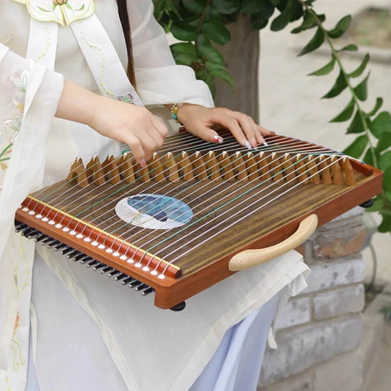 Chinese Guzheng 21 String Ebony Solid Wood Portable Guzheng Beginners Professional Playing Musical Stringed Instruments