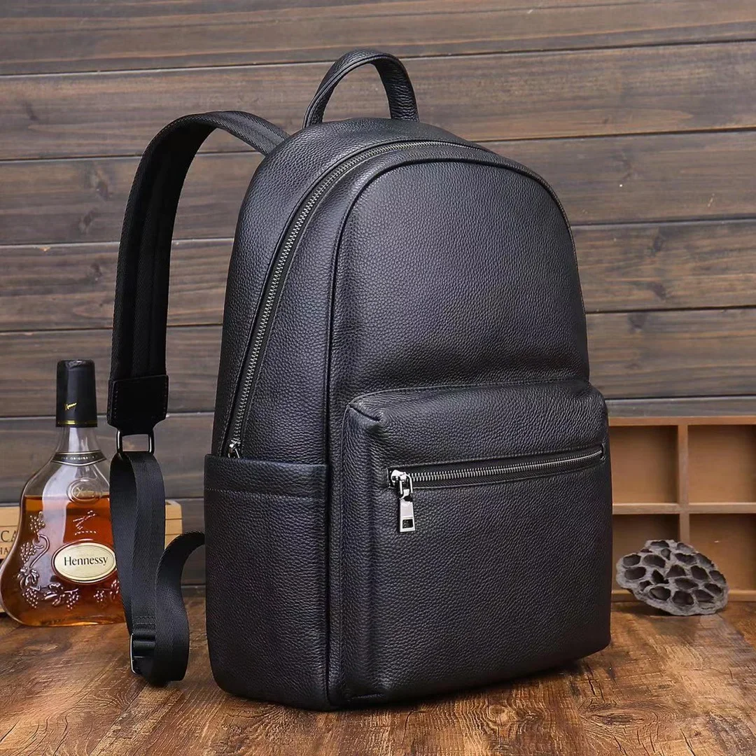 New Fashion Brand Genuine Leather Men Backpacks Real Natural Leather Student Backpack Boy Luxury Business Laptop School Bag