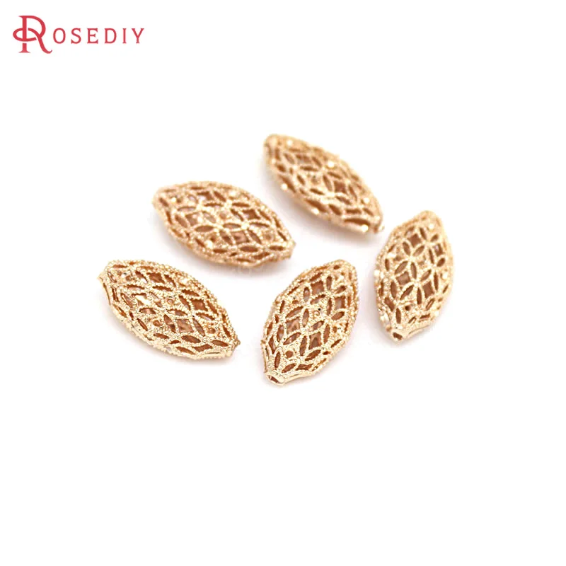 6PCS 18K Gold Color Brass Oval Spacer Beads Bracelet Beads High Quality Diy Jewelry Making Supplies Accessories for Women