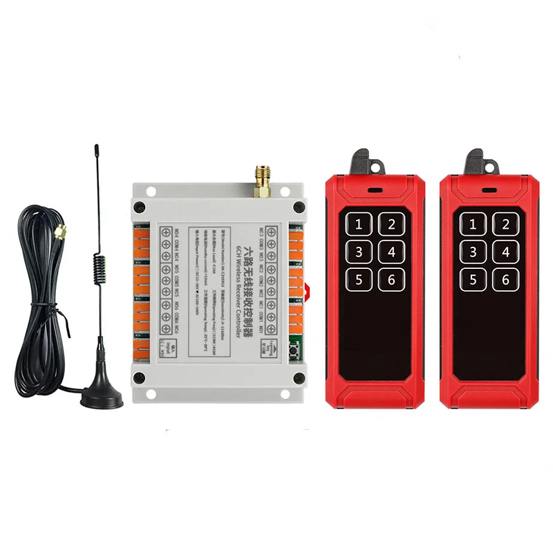 DC 12V 24V 36V 6CH RF Interruttore di telecomando senza fili Ricevitore radio con telecomando a lunga distanza 1000M Ventose antenna