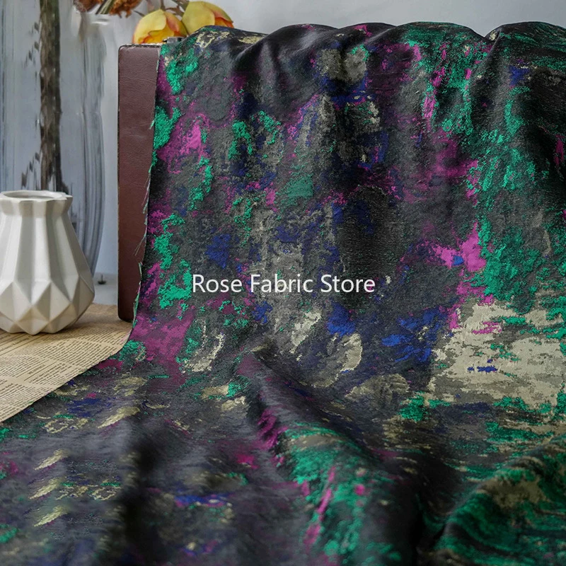 

1-метровая ретро контрастная цветная картина маслом, окрашенная пряжа, жаккардовая ткань, женское весенне-осеннее мягкое платье, ткань для шитья своими руками