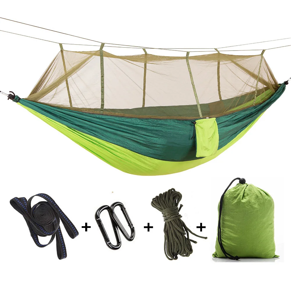 

Портативный уличный гамак с москитной сеткой, легкий переносной гамак-качели из парашютного нейлона 210T, подвесное кресло-гамак