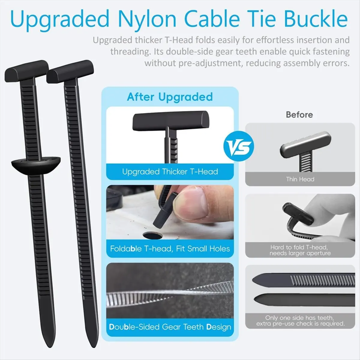 Budget-Friendly-100PCS Universal Nylon Cable Tie Buckle Auto Fastener for Car Trunk Bumper Repair, Home & Garage