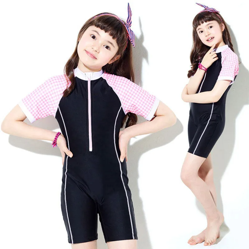 Girls' One-Piece Professional Training Flat Angle Sun Protection Sports Swimsuit Little Kids Big Kids Swimsuit for Girls