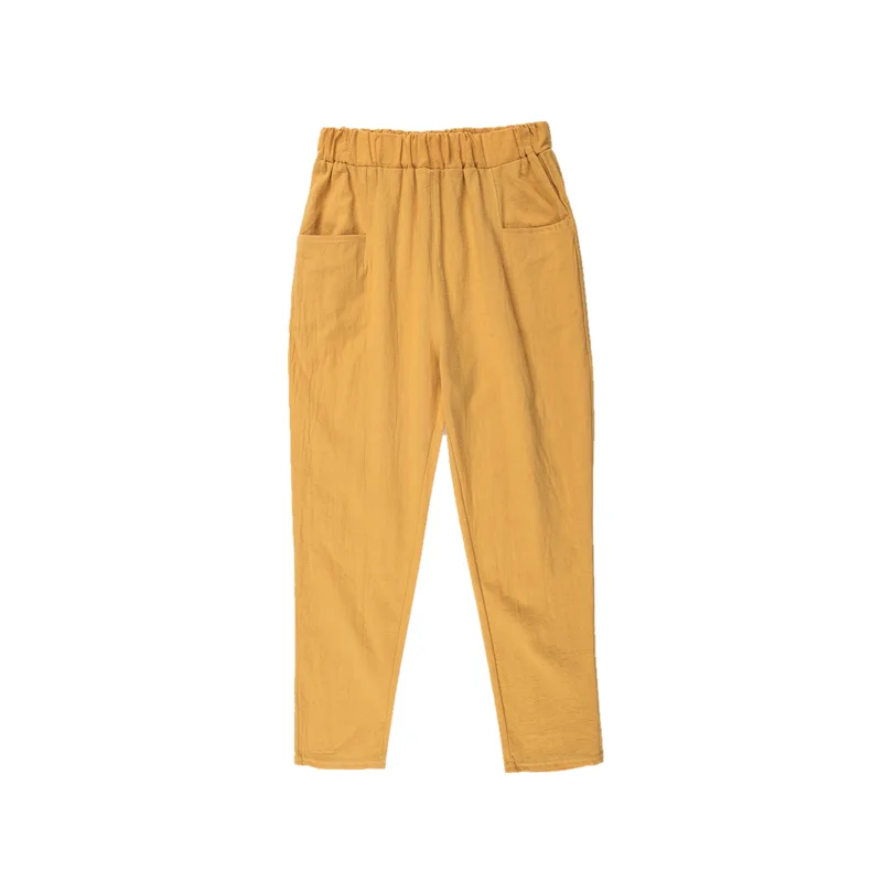 면 린넨 하렘 팬츠 여성 여름 얇은 캐주얼 대형 사이즈 화이트 루즈 슬리밍 나인피스 당근 팬츠 하이웨이스트