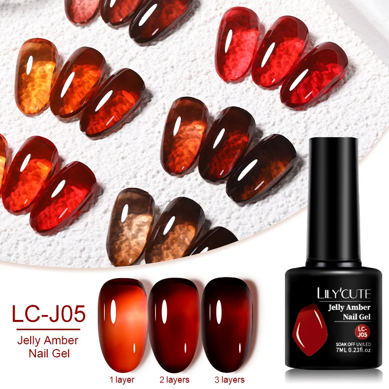 LILYCUTE 7ML Jelly Amber Gel Nagellak Bruin Kristal Doorschijnend Doffe Kleur Nail Art Gel Semi Permanente UV Gel Polish vernis