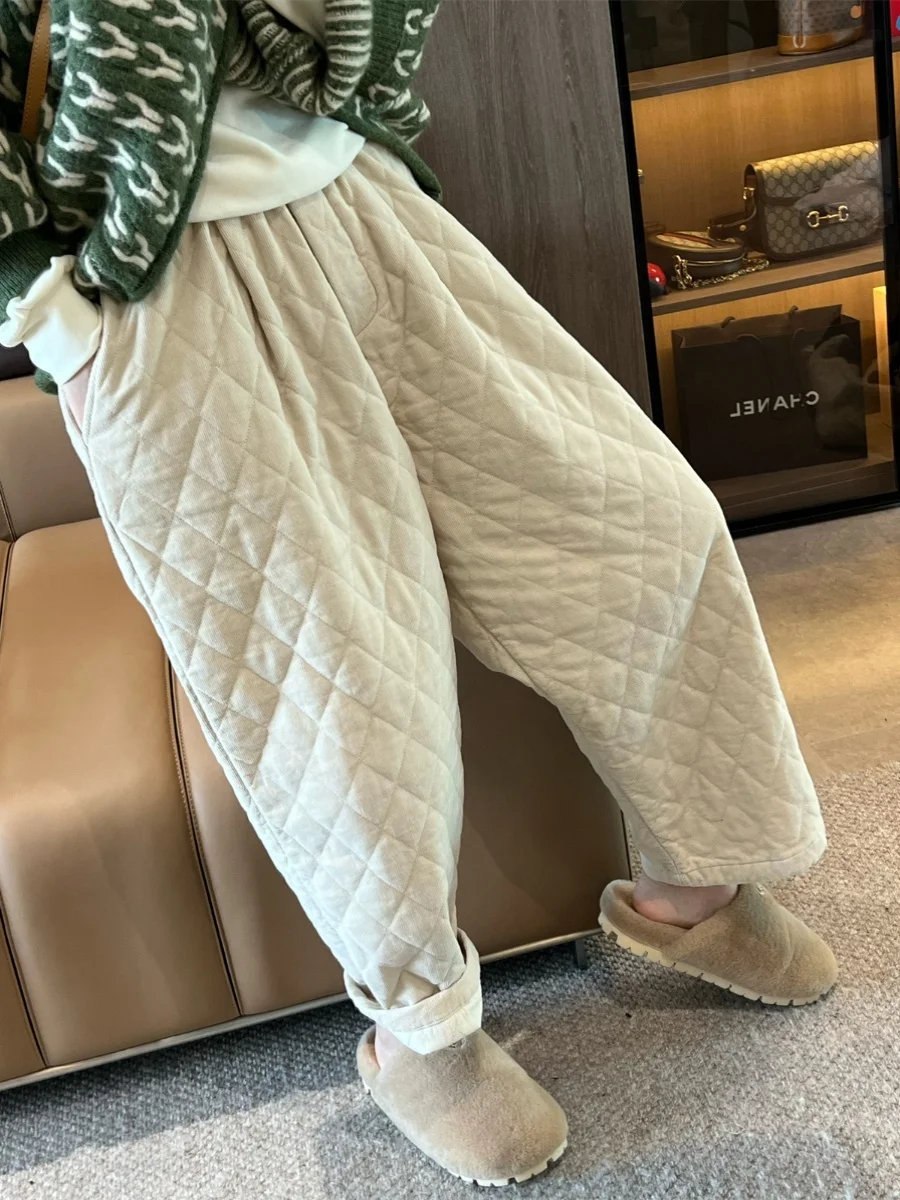 Laid-ba Oversized katoenen fluwelen lange broek Casual Veelzijdig Diamond id Katoenwortelbroek Woon-werkverkeer Sle Winter Thiened