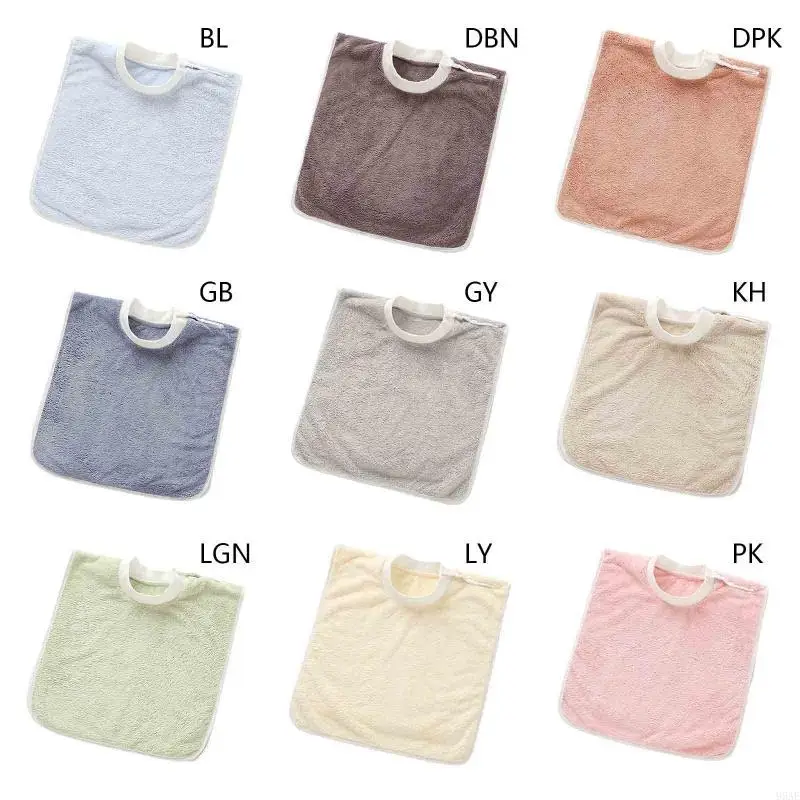 

95AE Soft Coral Fleece Baby Bib Toothbrush Towel Feeding Burp Cloth Button Saliva Towel Apron for 1-5 Years Old Newborn