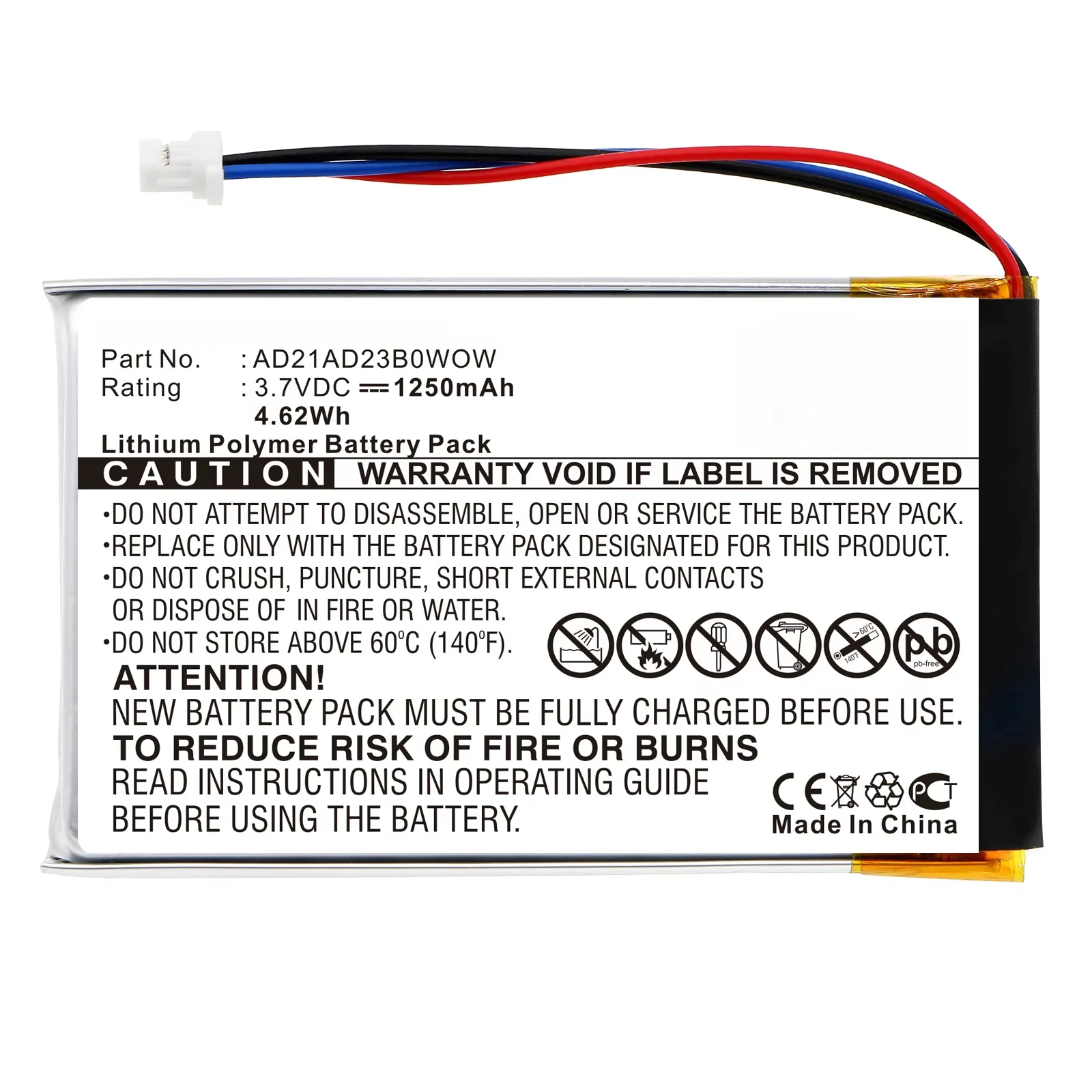 3.7V 1250mAh GPS, Navigator Battery AD21AD23B0WOW for Garmin Nuvi 465, 465LTM, 465T +TOOL