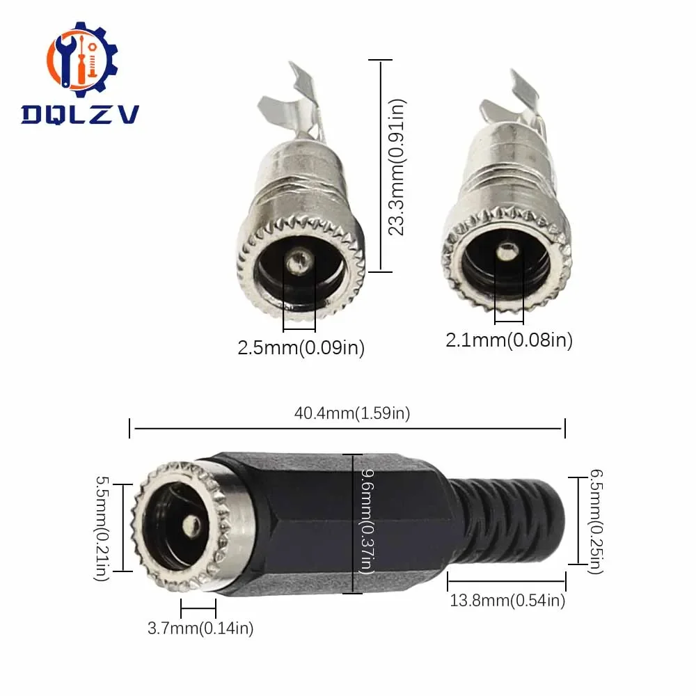 DC female male Power Plug 5.5mm x 2.1mm Male Female Jack Socket Adapter Connectors Set For DIY Projects Connector