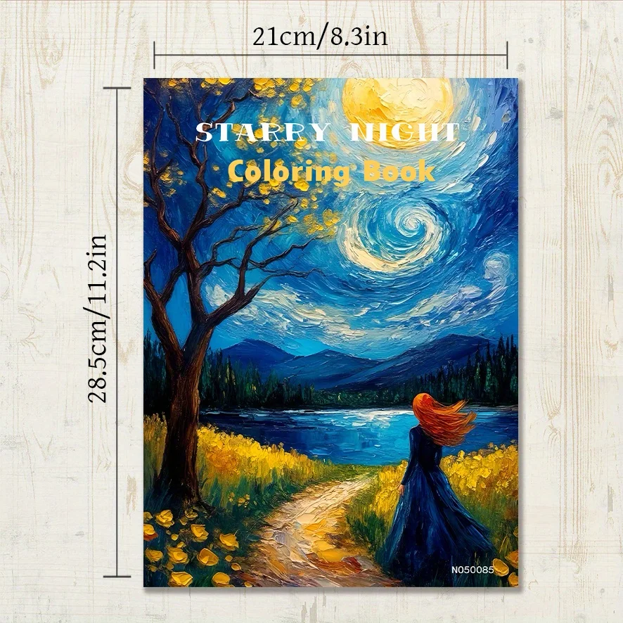 Starry Night Coloring Book - 8.3×11.2 Inches, 22 Pages. Night Sky & Scenery Art for Stress Relief