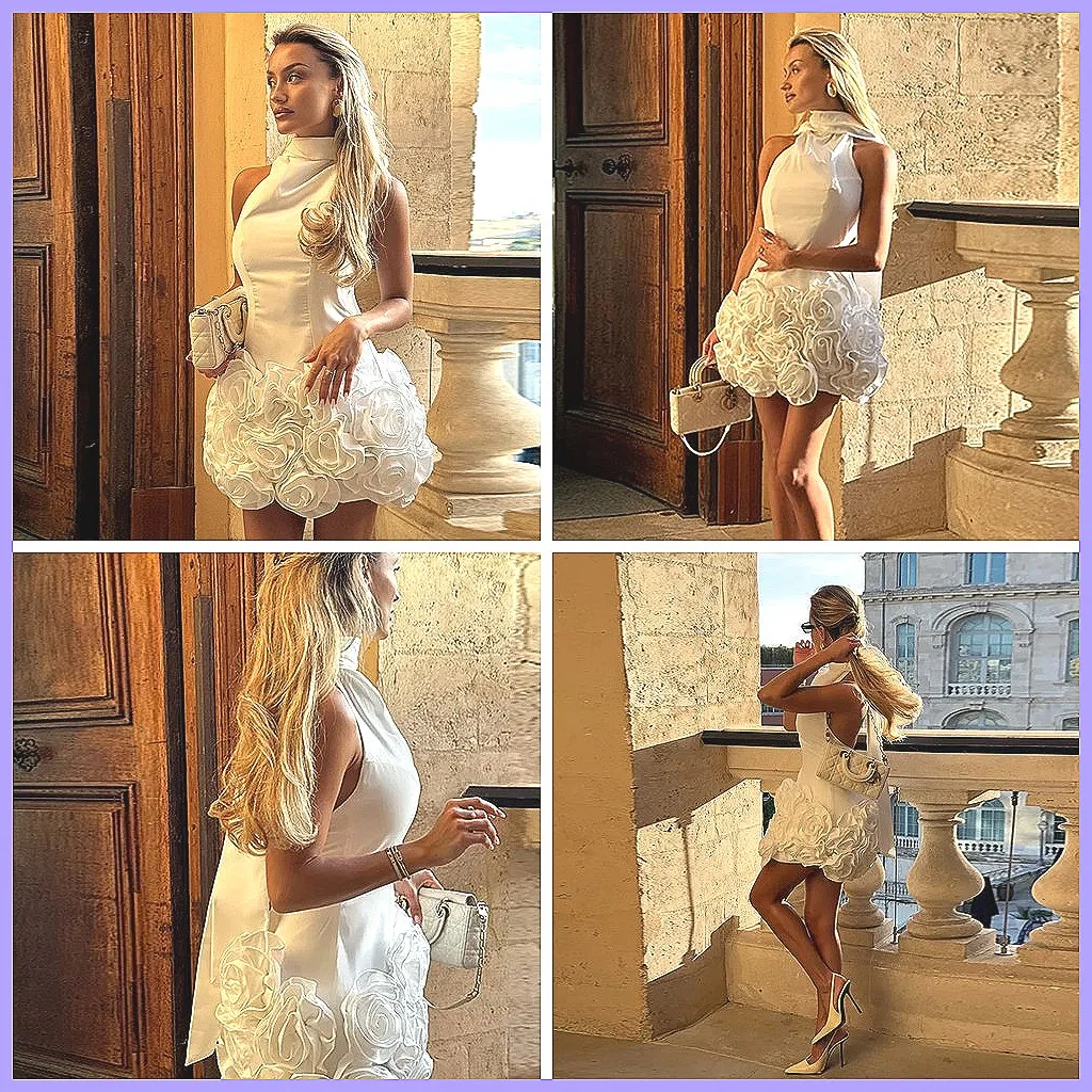 

Женское сексуальное белое мини-платье с V-образным вырезом на бретельках, летнее, элегантное, для вечеринок, 2025