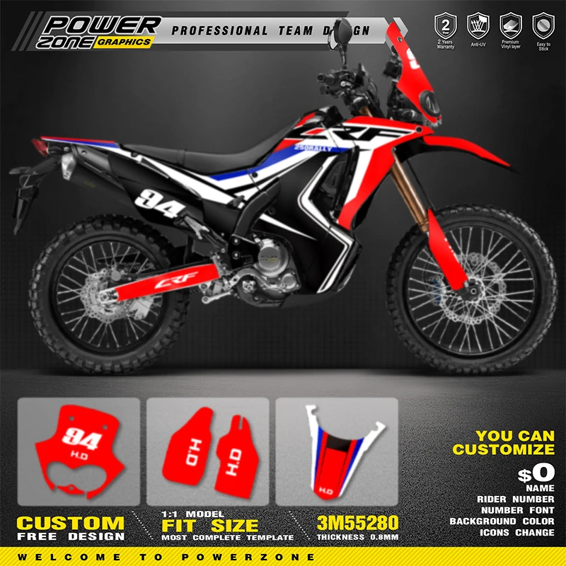 

PowerZone Custom Team Graphics Backgrounds Decals Stickers Kit For Honda CRF250 RALLY 2017 2018 2019 2020 CRF250 01