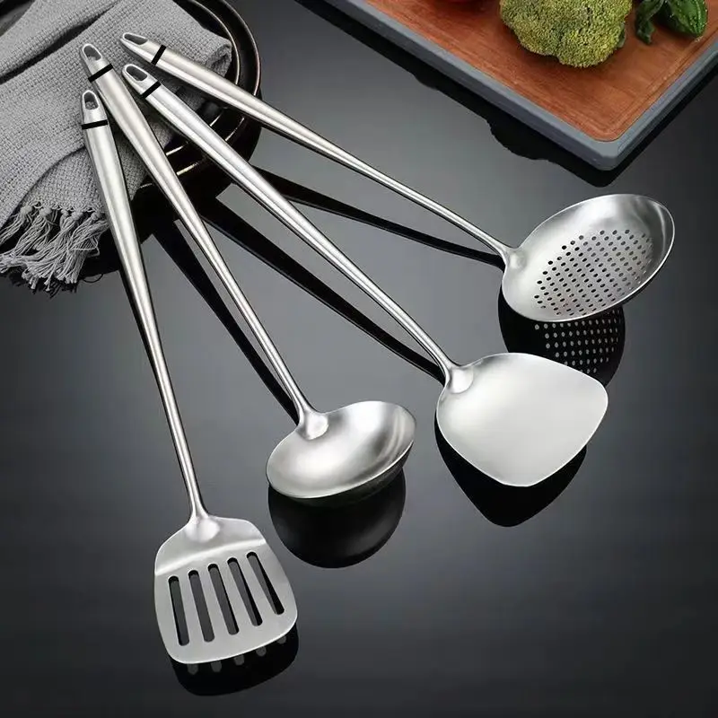 HYS spatula stainless steel household kitchen frying spatula colander spoon kitchen utensils set stir fry thickened shovel stir