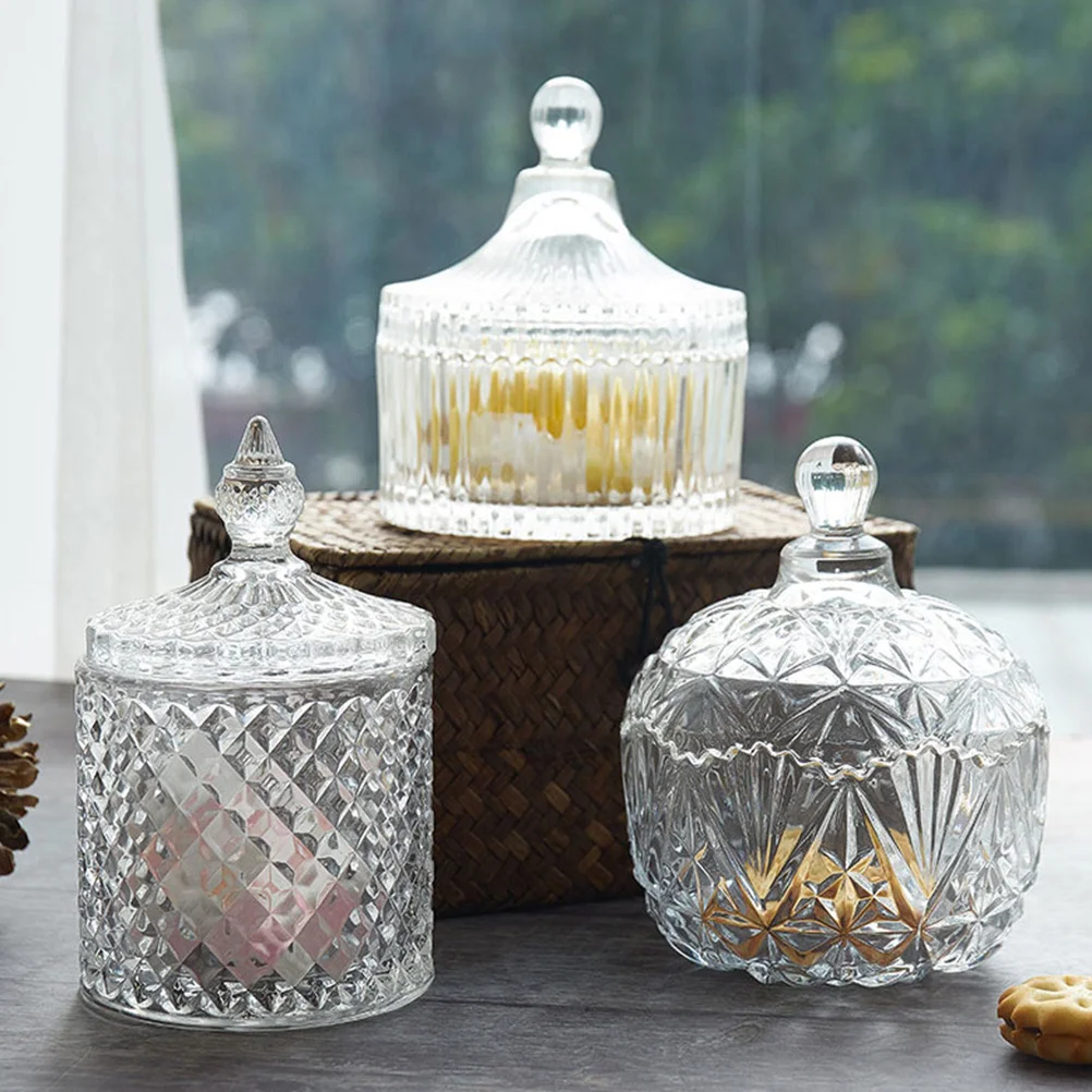 

Delicate Glass Candy Jar Organizer Storage Container Elegant Display Gift Can Snack Holder Home Glass Jar