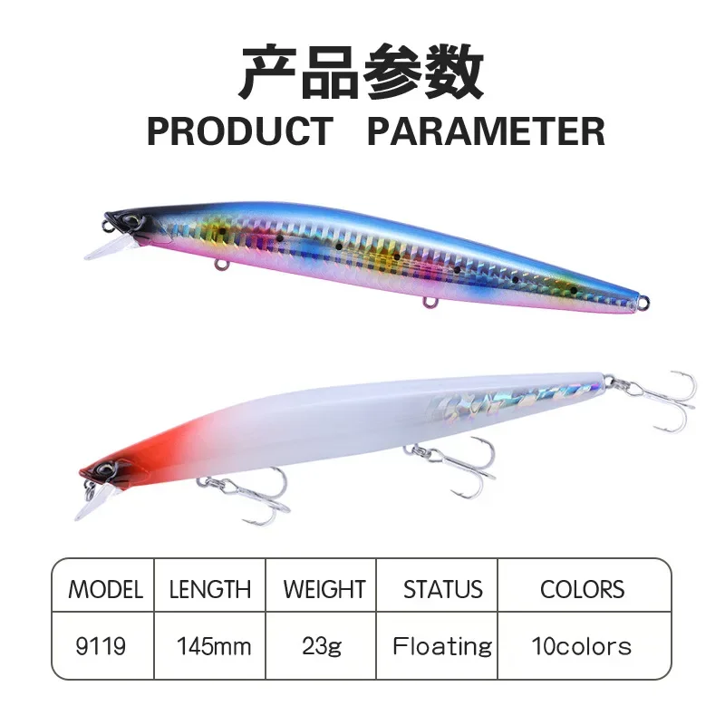 Fishing Lures 2021 145mm 23g Saltwater Floating Minnow Seabass Artificial Topwater Hard Baits Fishing Tackle jerkbaits