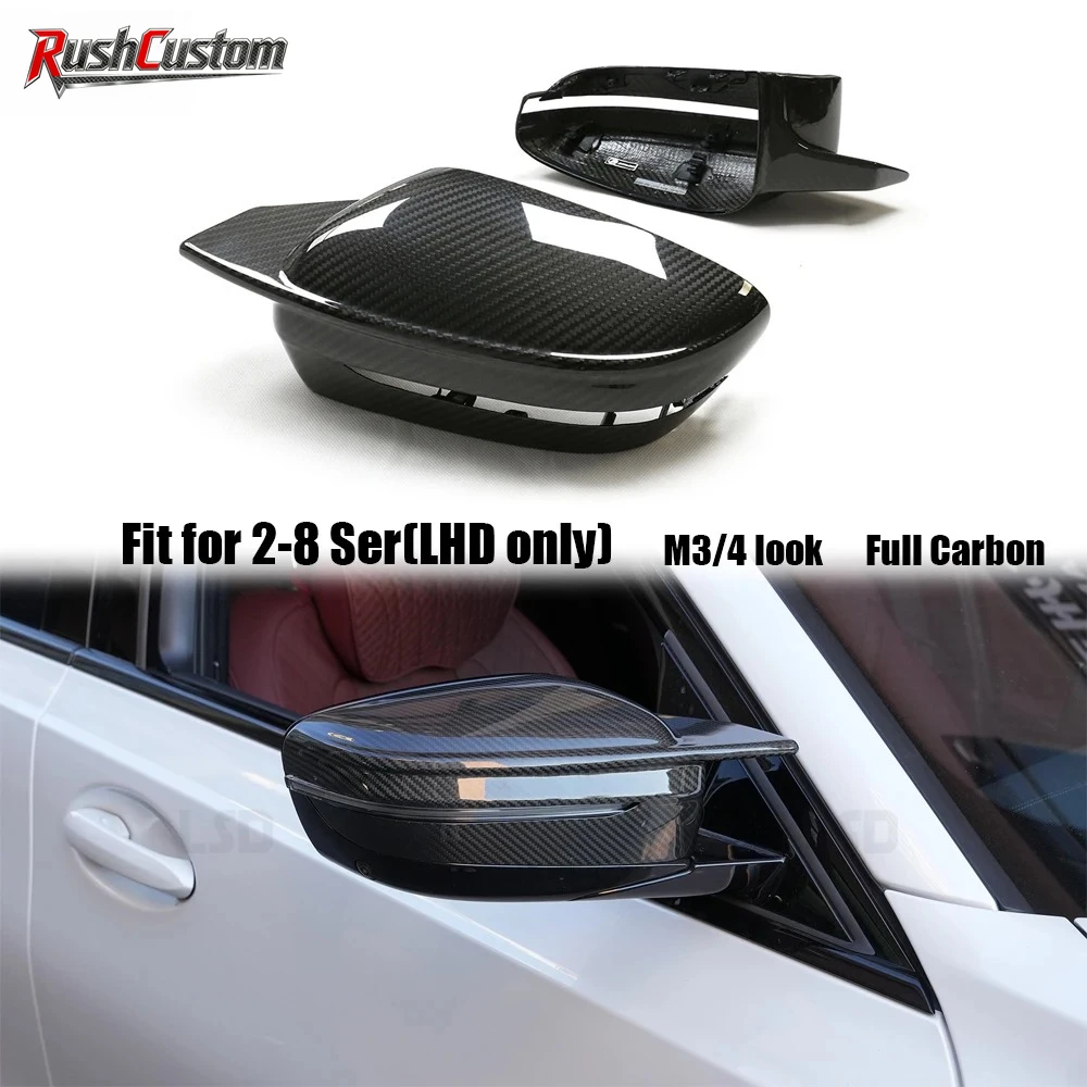 

M3/4 Style For 2017-2023 BMW 3 4 5 6 7 8 Ser G20 G22 G30 G32 G11 G15 Dry Full Carbon Fiber Mirror Cover Replace Rearview Cap LHD