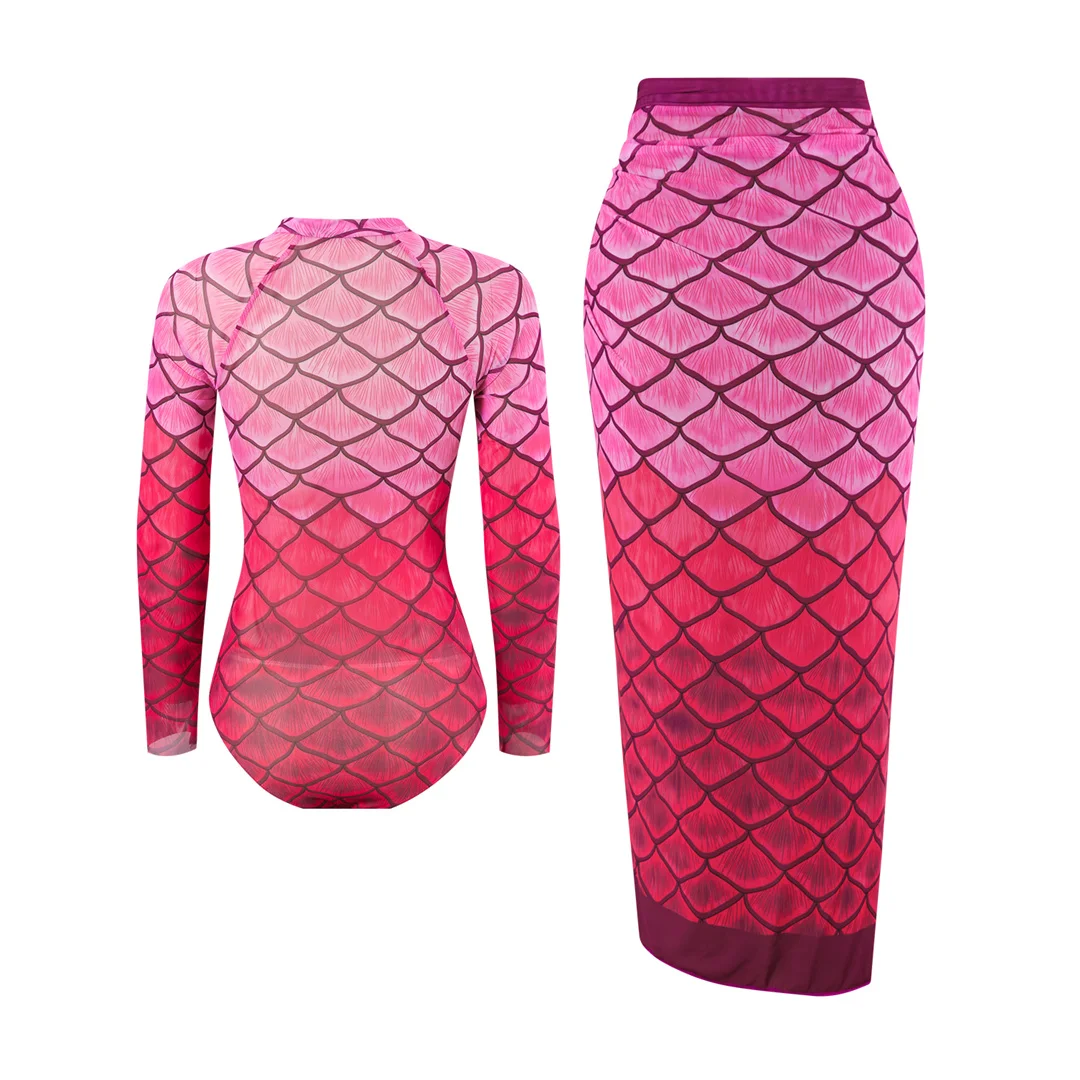 S - XXL Neu mit Hose, langärmelig, mit Reißverschluss, bedruckt, einteiliger Badeanzug, Damen-Badebekleidung, gepolsterter Badeanzug, Badeanzug, Schwimmanzug V7337 – Detail 29