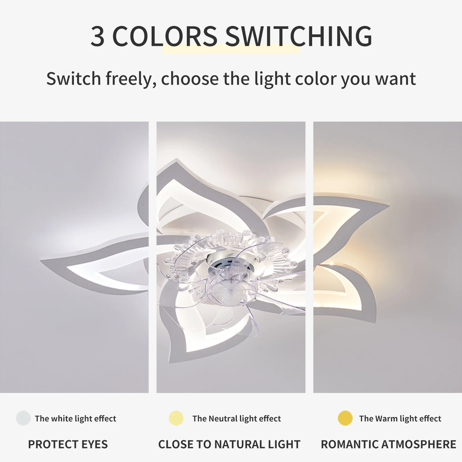 Modern Ceiling Fan Light With LED Lamp Remote Control And Mobile Phone App Function Is Applicable To Bedroom And Living Room