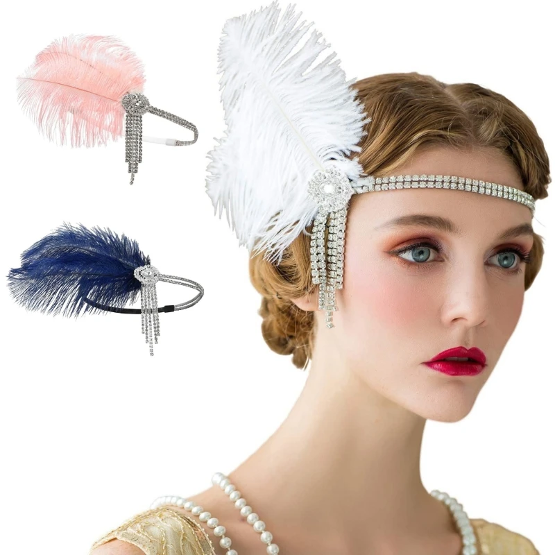 Flapper แถบคาดศีรษะ Gatsby Headpiece 20s Art อุปกรณ์เสริมผมแถบคาดศีรษะ Dropship