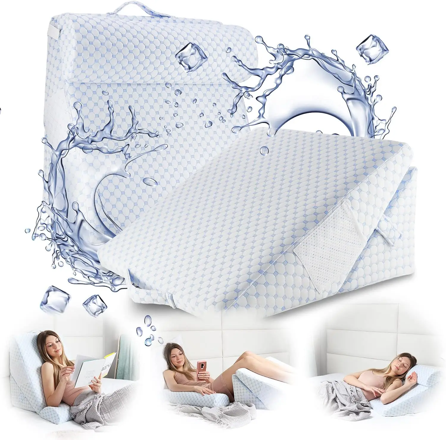 

Adjustable Wedge Pillow for Sleeping with Cooling Gel Memory Foam, 12-in-1 Triangle Pillow for Acid Reflux and Post-Surgery