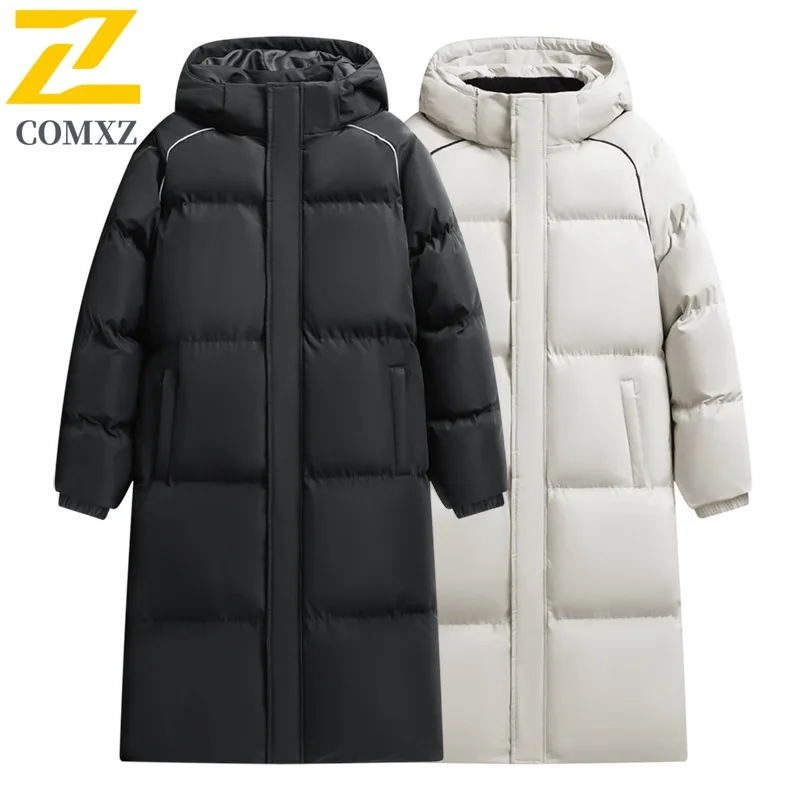 COMXZ Men Down Jacket Casual Hooded Outdoor Adventure Thickened Warm Parka Leisure Daily Style Lightweight Winter New Clothing