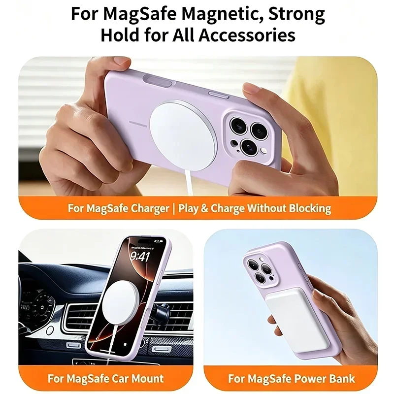 Funda de Silicona de Color Sólido con Carga Inalámbrica Magnética Magsafe para iPhone 18 17 Pro Max 16 15 14 13 Pro, Carcasa Protectora