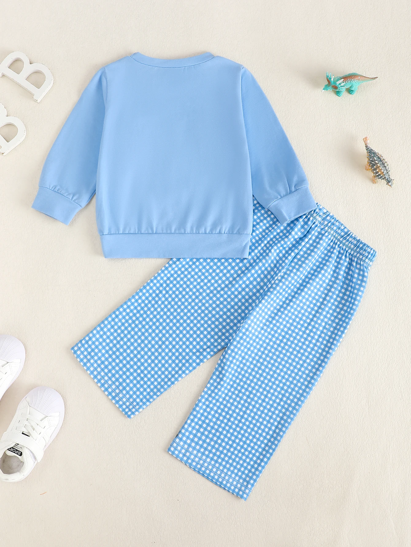 Baby Boys Spring Autumn Long Sleeve Dinosaur Embroidery Pattern Outfit Set Infant Clothing Toddler Boys Dino Themed Ensemble
