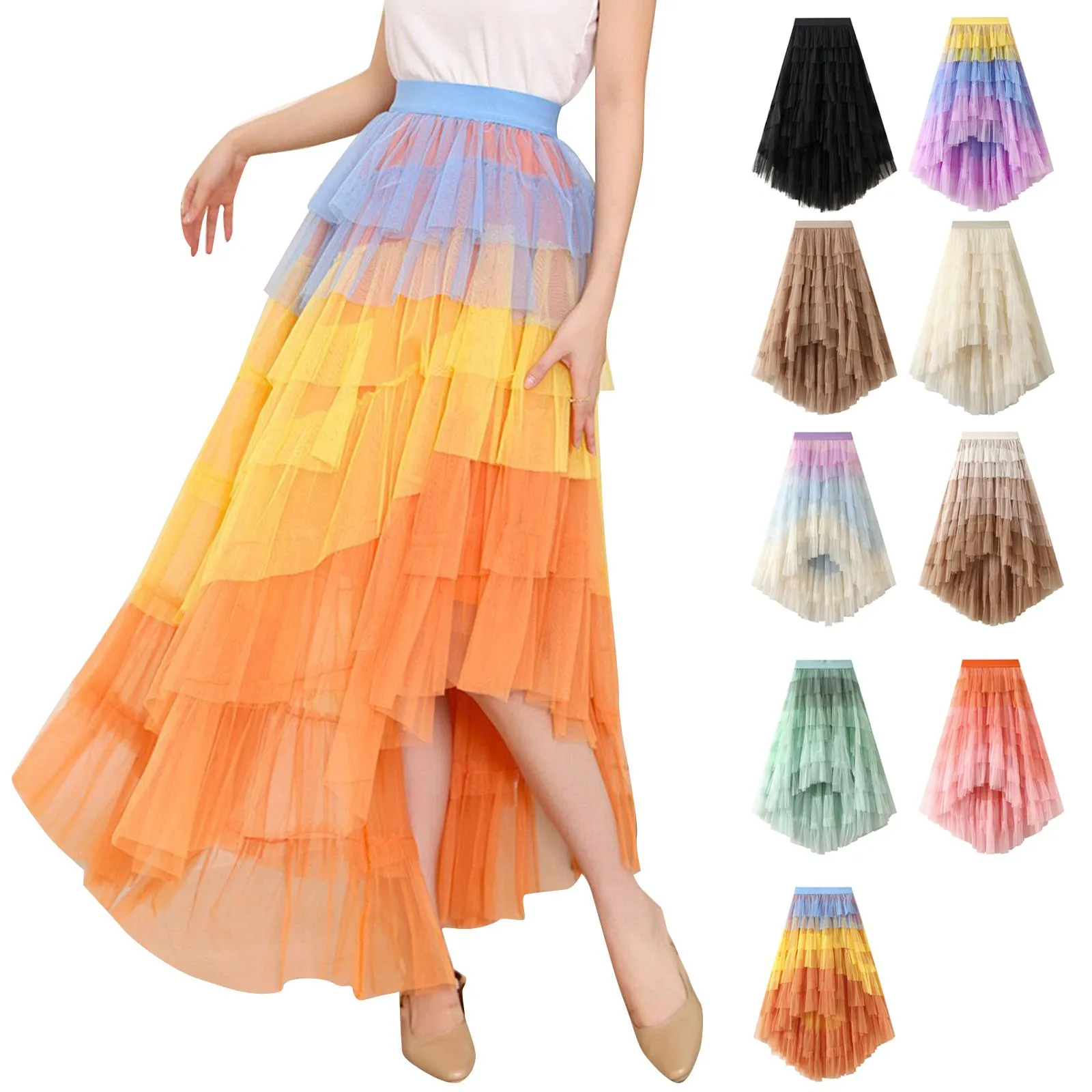 

2025 Women's Long Fall Skirt Flared A Line Midi Skirts Skirt with Slit Elegant High Waist Cocktail Party Wedding Skirt Women