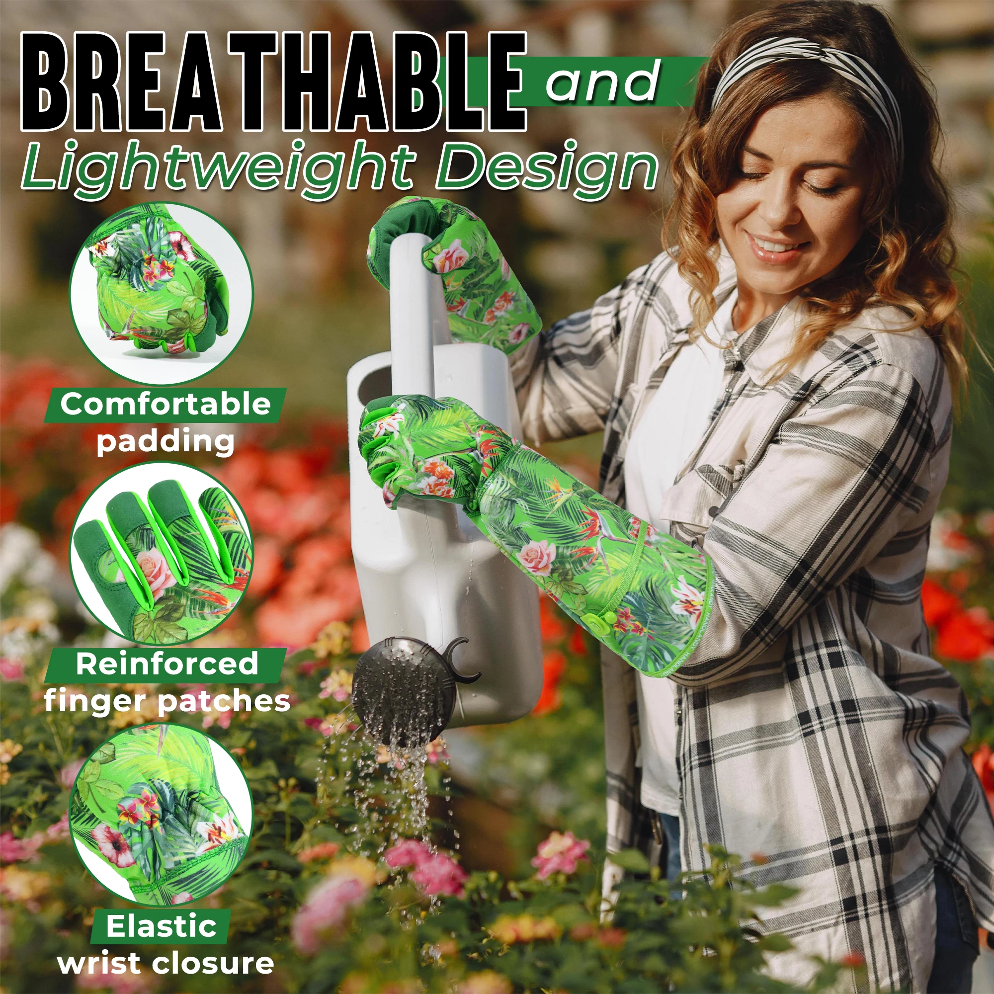 HANDLANDY 부드럽고 편안하며 내마모성과 긁힘 방지 기능이 있는 긴 소매 정원 장갑, 매일의 마당 작업, 원예, 가지치기용