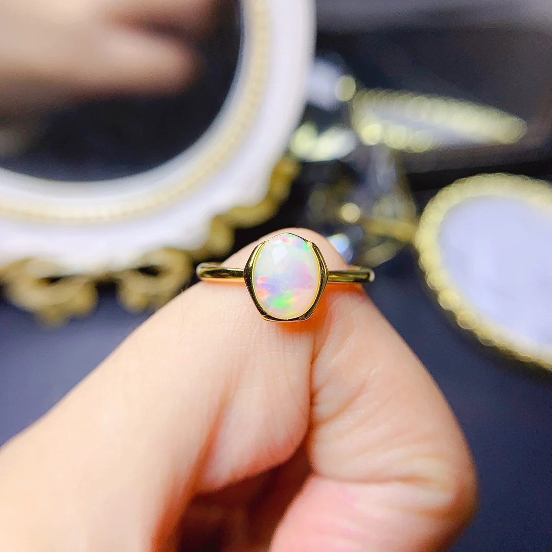 

Ring 925 Sterling Silver Natural Opal 6* 8mm Ring Fashion Jewelry Set rhindiamdiamonds Wedding Ring Women's Luxury Jewelry