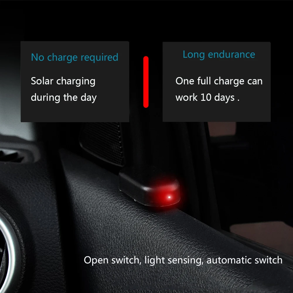 Car Fake Security Light Solar LED Power Car Alarm Light Flash Anti-theft Wireless Caution Lamp Alarm System Multicoloured