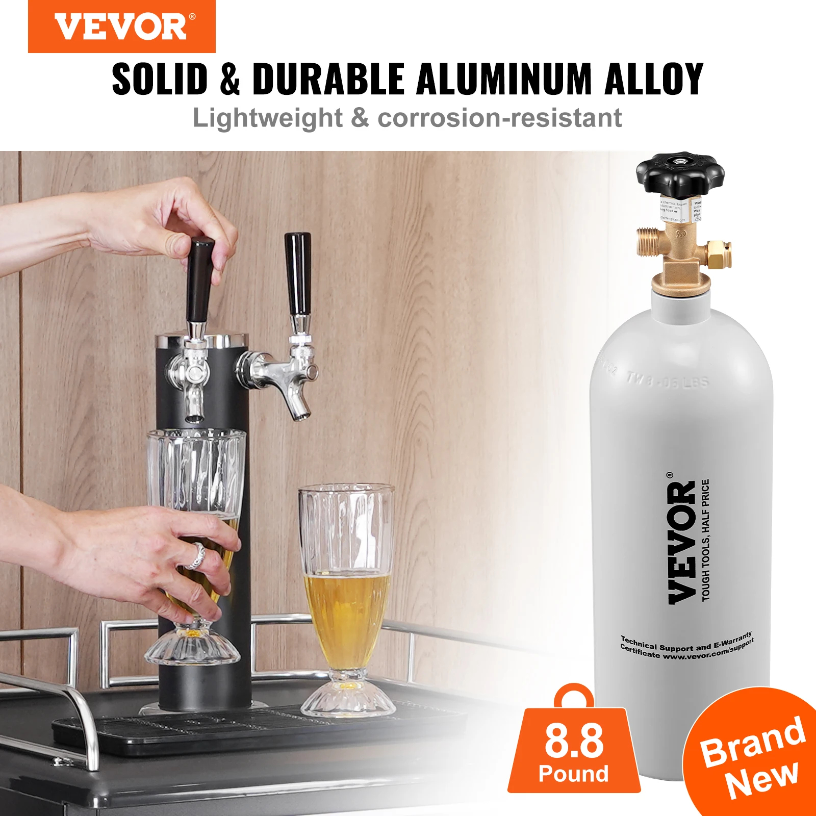 VEVOR 5 Lbs CO2 Tank Aluminum Gas Cylinder Brand New CO2 Cylinder with Gray Spray Coating CO2 Tank with CGA320 Valve