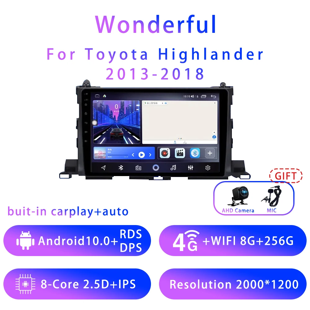 

7862 8G + 128G для Toyota Highlander 9 дюймов Android 10 5G Wifi DSP автомобильное Стерео Радио мультимедийный видеоплеер GPS навигация