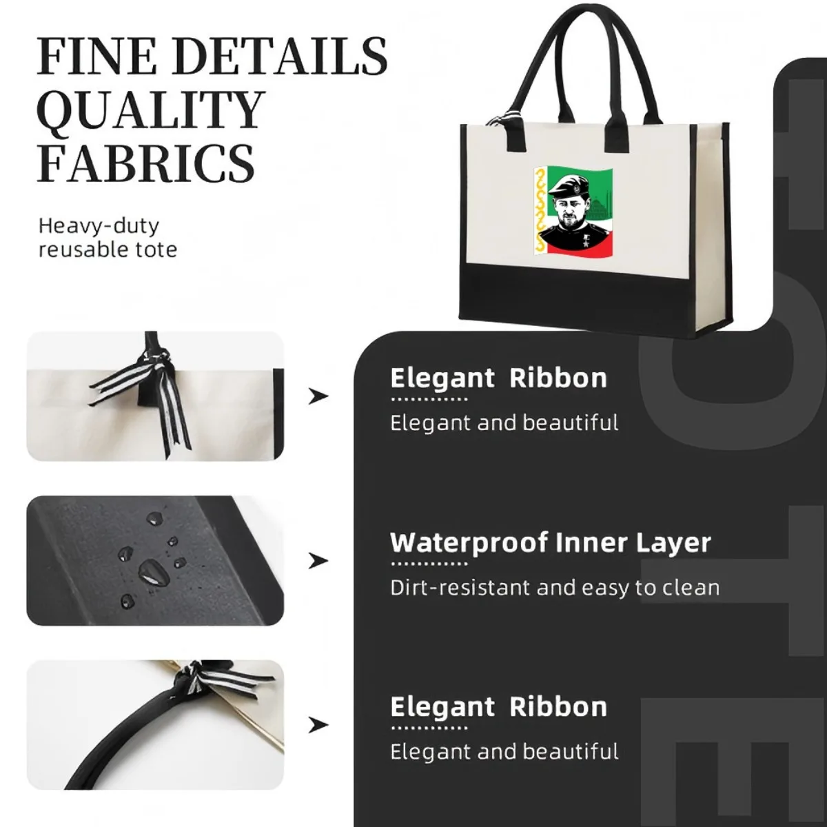 علم الشيشان 2026 وصول جديد الموضة العملي واسعة قابلة لإعادة الاستخدام حمل حقيبة نمط طباعة 2 لهجة الثقيلة الكتف الكبير با #5