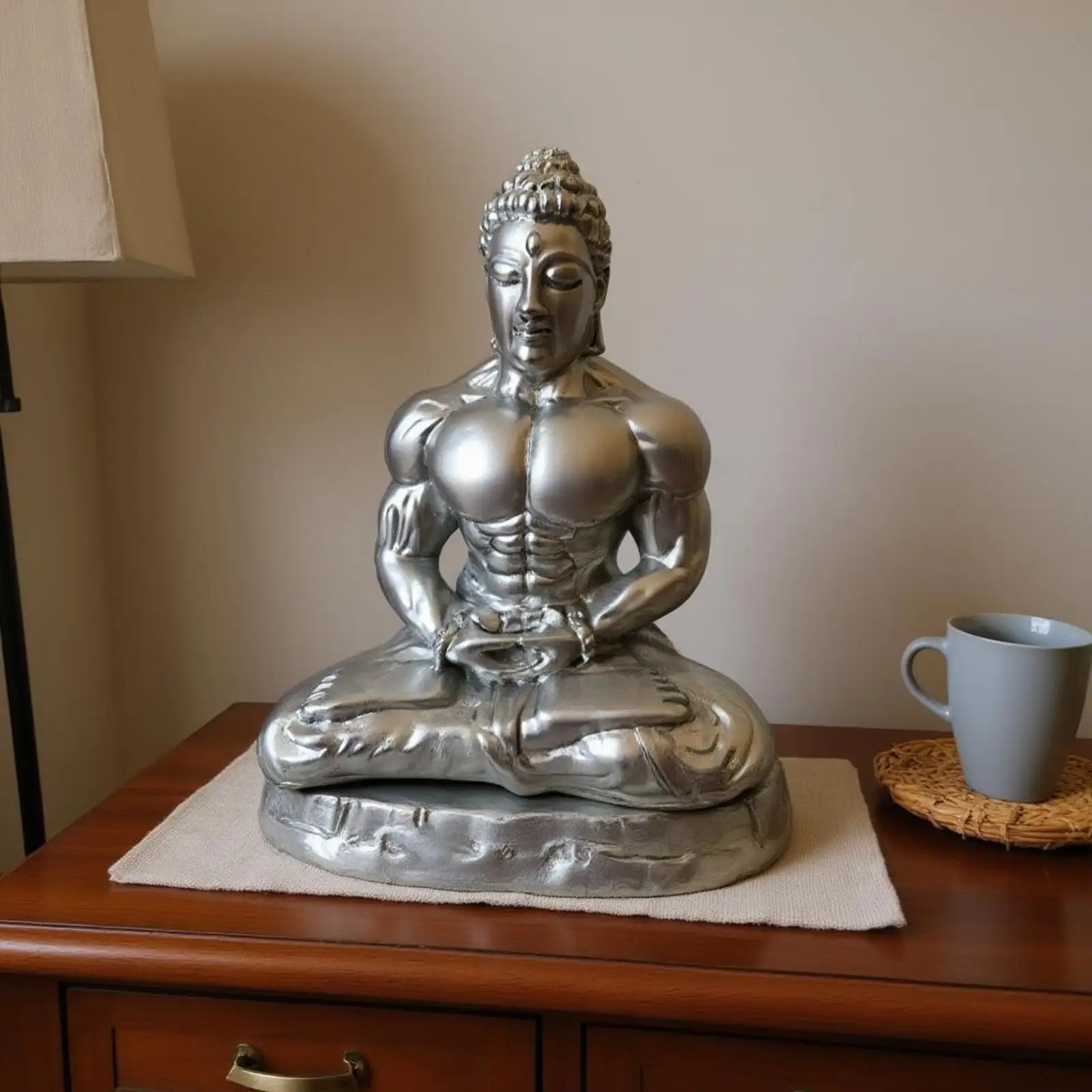 Muscular Buddha Statue Cross-Legged Seated Buddha Statue Glossy