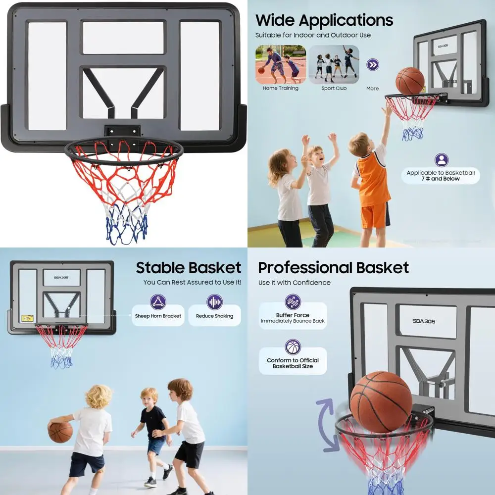 屋内屋外兼用壁掛けバスケットボールフープコンボ、バックボードとリムキット付き、生涯のパフォーマンス目標やホーンブリッジに最適
