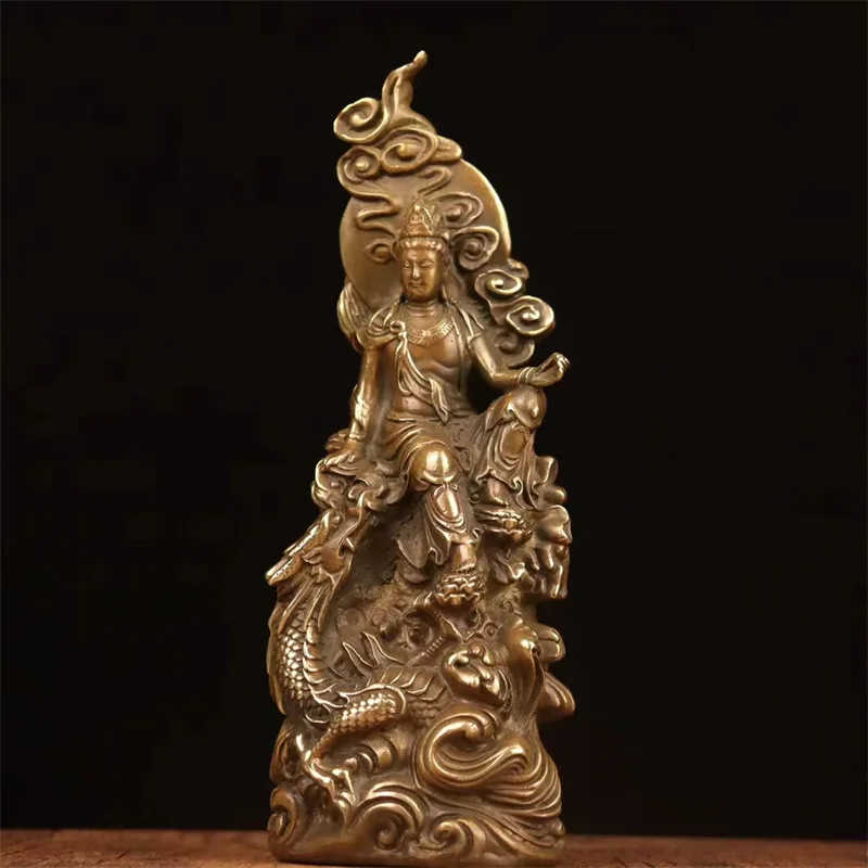 

Figurine Craft, Water Moon , Home Worship Bronze Buddha Statue, South Sea Guanyin Bodhisattva