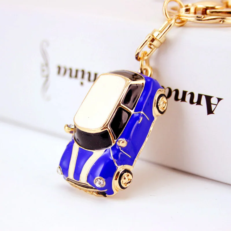 Dalaful Cute Enamel Car Key Chains Holder Crystal Rhinestone HandBag Pendant Fashion Keyrings Keychains K242