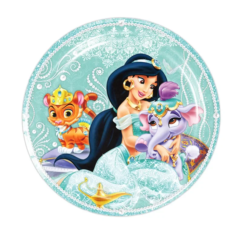 Princess Jasmine Birthday Party Decor Disposable Tableware Cup Plate Tablecloth Balloon Banner Set Baby Shower Supplies