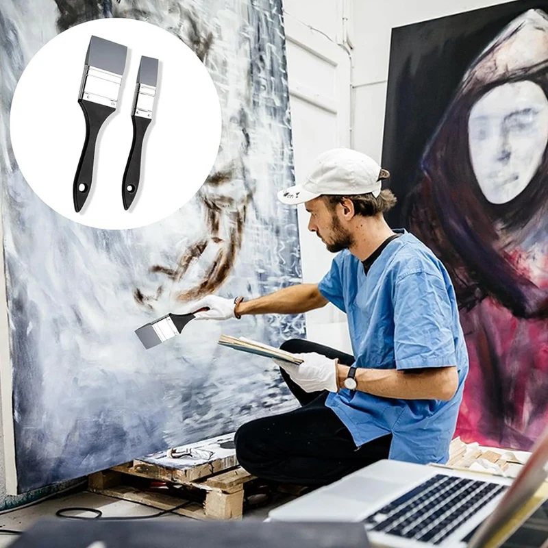 Кисти для рисования 2 шт., силикагелевые плоские Кисти 1 дюйм и 2 дюйма, набор широких и узких однотонных гибких кистей