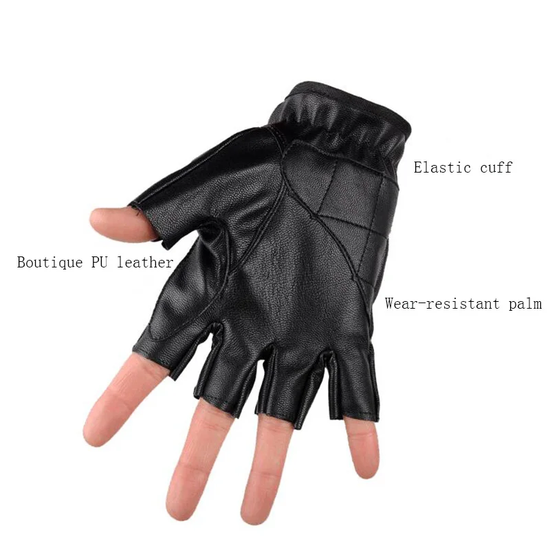 Men Women Half Finger PU Leather Outdoor Sport Cycling Glove Gym Fitness Fight Hard Shell Black Mitten G131