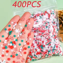 Christmas Cartoon Slime Polymer Clay Nail Slices Charms Winter White Snowflakes/Star Xmas New Year Nails Decor Soft Clay #400PCS