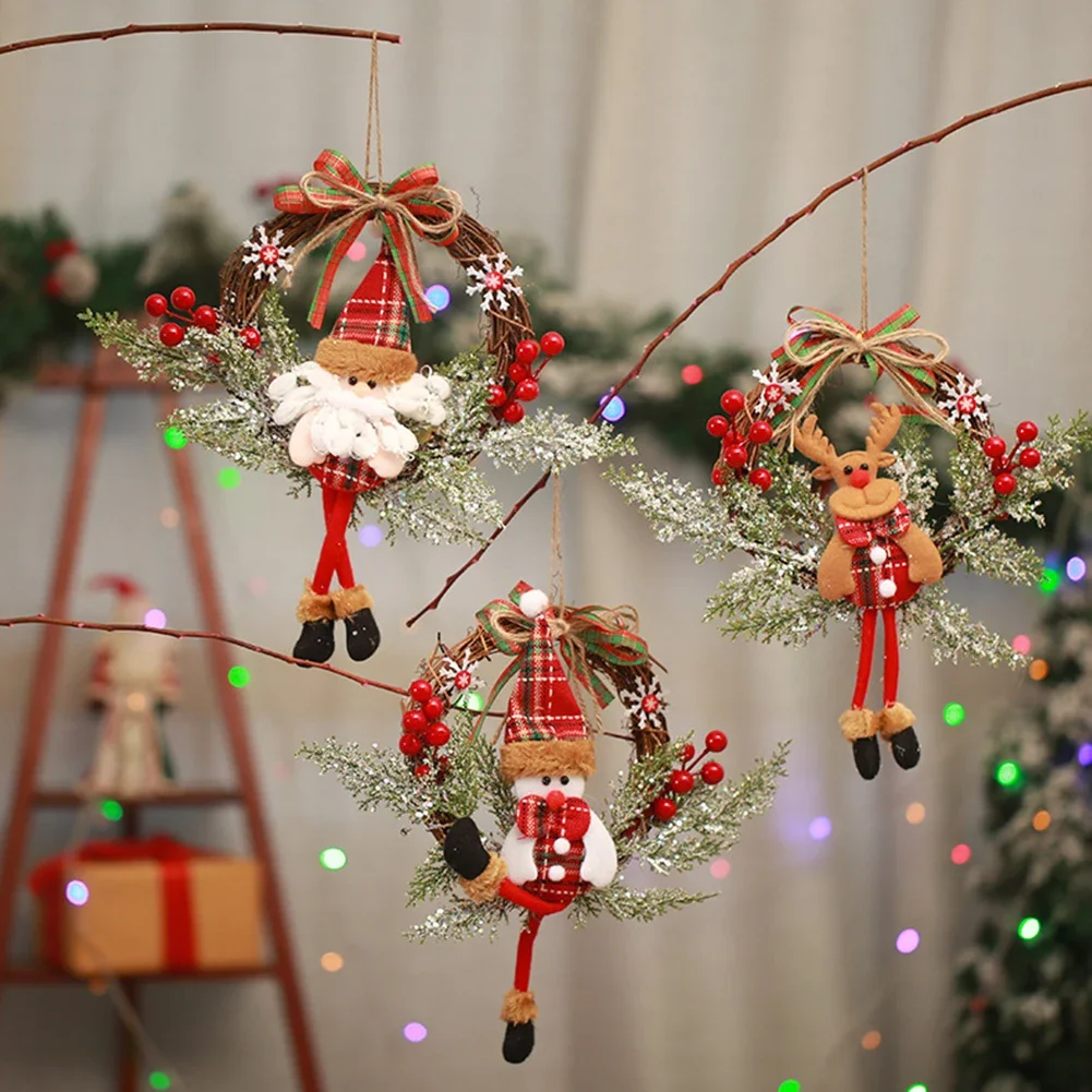 

Christmas Wreath Flower Pendant Dead Branches Berries Pine Rattan Wreaths Shopwindow Layout Props Home Indoor Door Decoration
