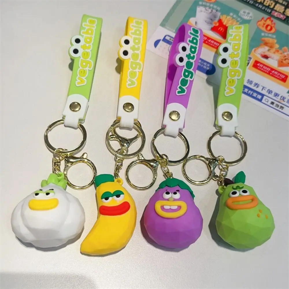 Small Gift Creative Fruits Doll Keychain Cartoon Onion Vegetables Series Keyrings Eggplant Funny Bag Pendant Accessories Couple