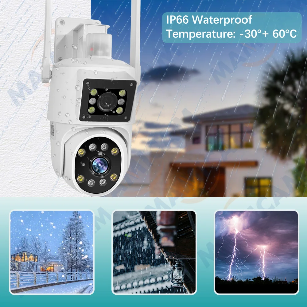 4K/8MP WIFI IP Camera PTZ 4MP Video Surveillance Cameras Outdoor Dual Lens 3.6mm-8mm 10X ZOOM Alarm Color Night Camhipro